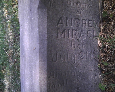 miracle andrew headstone close up